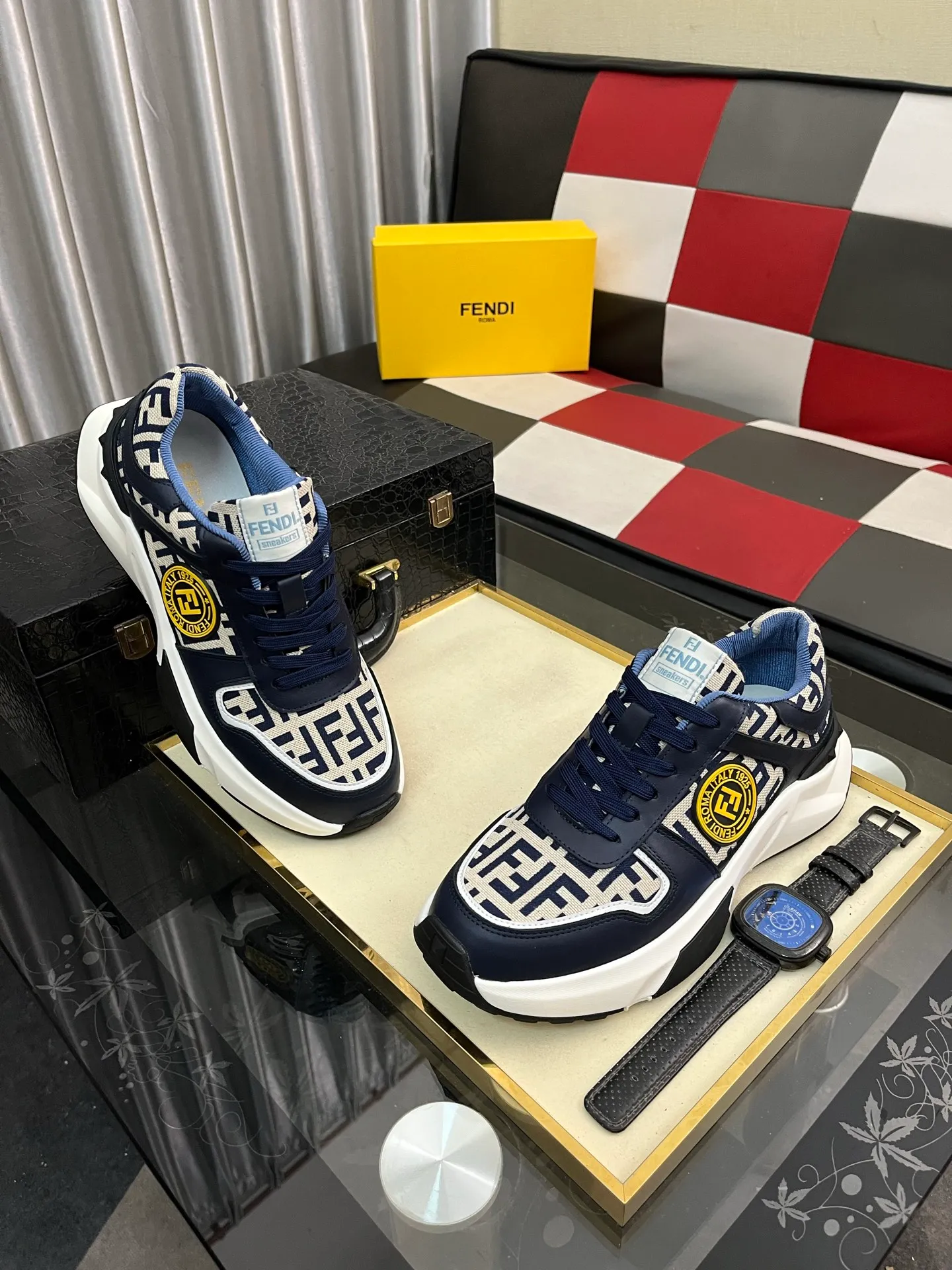 Men's shoes 💰458⌚️⌚️【FENDI】original quality.~ Unique modern style sneakers. 🏃A must-have casual shoe for trendy men😍😍 Original brand imported from Italy, imported original leather, sheep lining (refuses to discolor and grind feet) Sole: Original sole provided by the original factory, French lazy style design ⚠️Fit to the feet, original quality, super comfortable original sole. Just like shooting the real thing 🎬The real thing is better Code number: 38-444️⃣Colors available